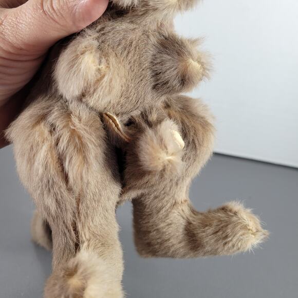 Vintage Real Fur Kangaroo Plush Toy with Joey, Brown 10" Stuffed Animal - Picture 16 of 16